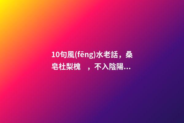 10句風(fēng)水老話，桑皂杜梨槐，不入陰陽宅！